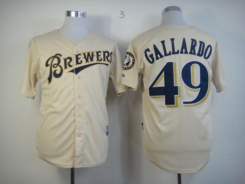 Brewers #49 Yovani Gallardo Cream YOUniform Cool Base Stitched MLB Jersey