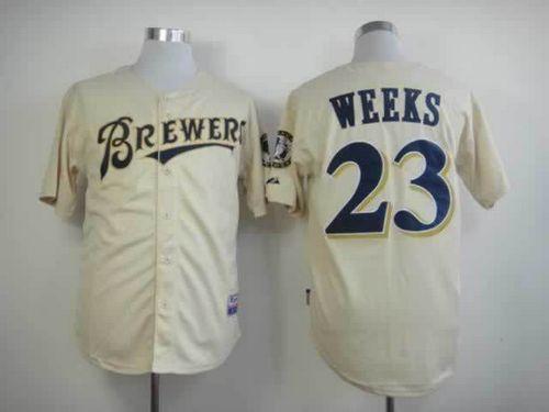 Brewers #23 Rickie Weeks Cream YOUniform Cool Base Stitched MLB Jersey