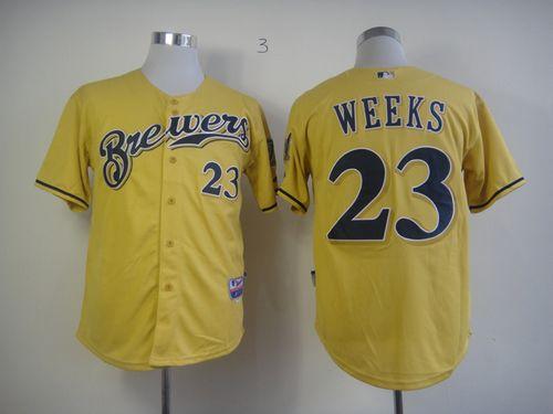 Brewers #23 Rickie Weeks Yellow Alternate Cool Base Stitched MLB Jersey