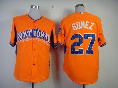 Brewers #27 Carlos Gomez Orange All Star 2013 National League Stitched MLB Jersey