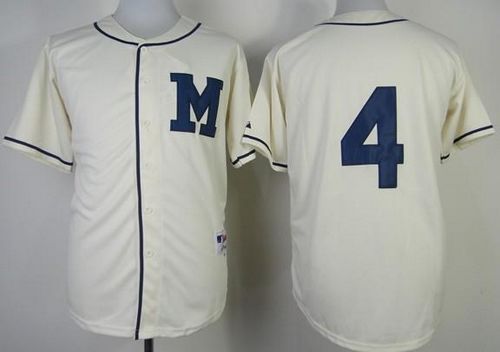 Brewers #4 Paul Molitor Cream 1913 Turn Back The Clock Stitched MLB Jersey