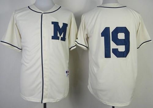 Brewers #19 Robin Yount Cream 1913 Turn Back The Clock Stitched MLB Jersey
