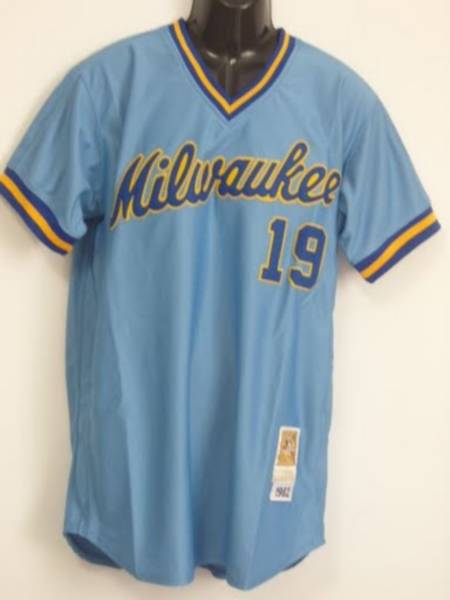 Mitchell and Ness Brewers #19 Robin Yount Stitched Blue Throwback MLB Jersey