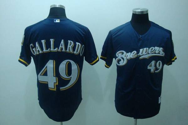 Brewers #49 Yovani Gallardo Stitched Blue MLB Jersey