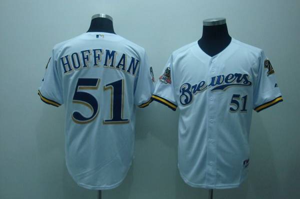 Brewers #51 Trevor Hoffman Stitched White MLB Jersey