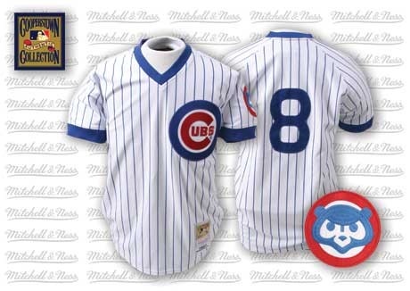 Mitchell and Ness Cubs #8 Andre Dawson Stitched White Wite Blue Strip Throwback MLB Jersey