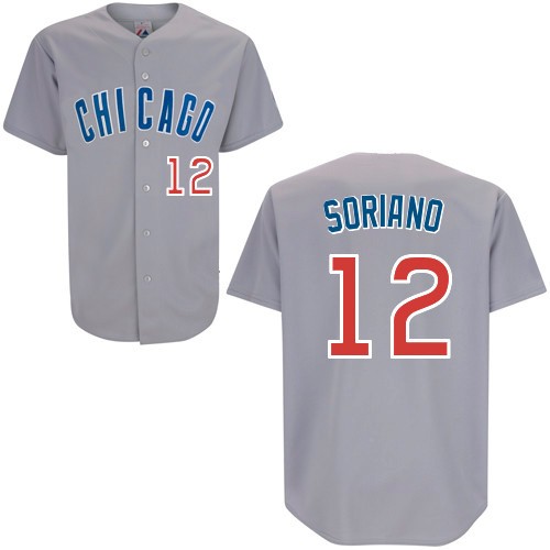 Cubs #12 Alfonso Soriano Stitched Grey MLB Jersey