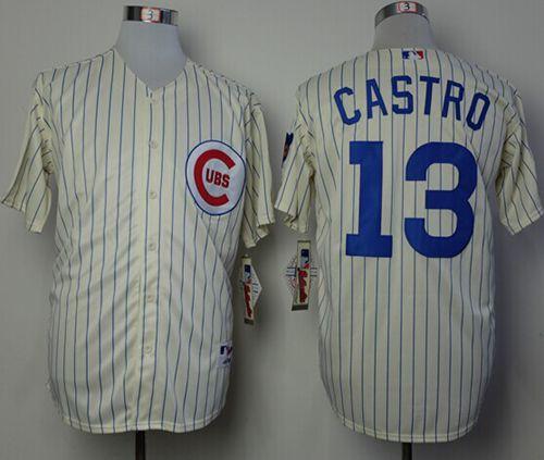 Cubs #13 Starlin Castro Cream 1969 Turn Back The Clock Stitched MLB Jersey