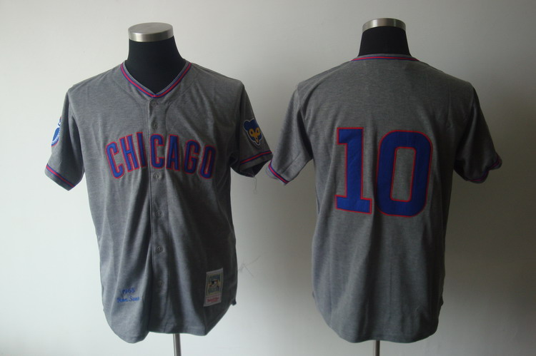 Mitchell And Ness 1968 Cubs #10 Ron Santo Grey Stitched Throwback MLB Jersey