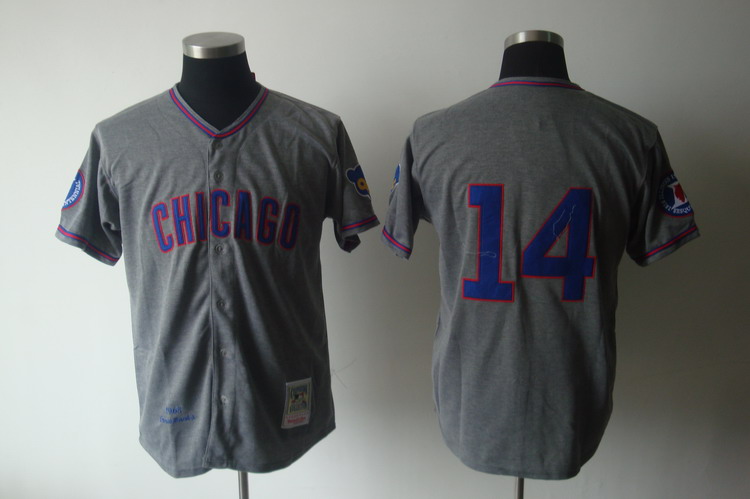 Mitchell And Ness 1968 Cubs #14 Ernie Banks Grey Stitched Throwback MLB Jersey