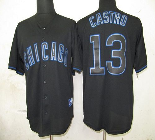 Cubs #13 Starlin Castro Black Fashion Stitched MLB Jersey