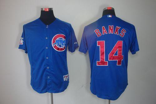 Cubs #14 Ernie Banks Blue Cool Base Stitched MLB Jersey