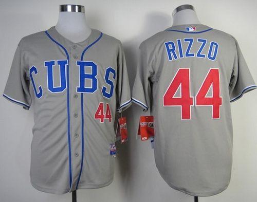 Cubs #44 Anthony Rizzo Grey Alternate Road Cool Base Stitched MLB Jersey