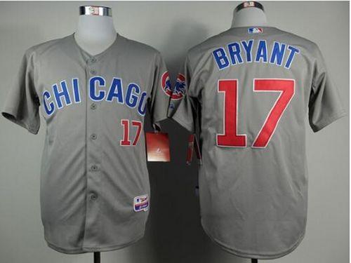 Cubs #17 Kris Bryant Grey Road Cool Base Stitched MLB Jersey