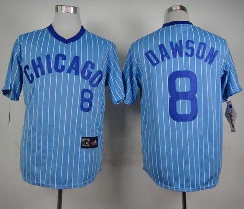 Cubs #8 Andre Dawson Blue(White Strip) Cooperstown Throwback Stitched MLB Jersey