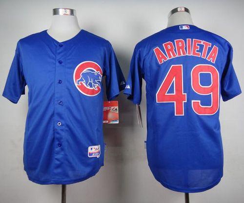 Cubs #49 Jake Arrieta Blue Alternate Cool Base Stitched MLB Jersey