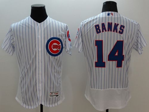 Cubs #14 Ernie Banks White Flexbase Authentic Collection Stitched MLB Jersey