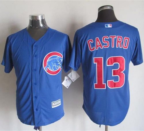 Cubs #13 Starlin Castro Blue New Cool Base Stitched MLB Jersey