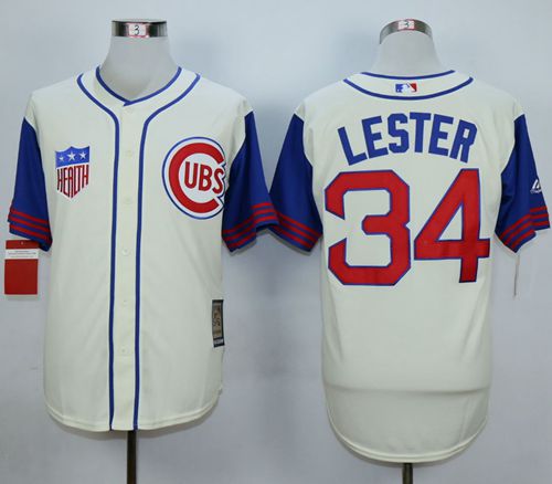 Cubs #34 Jon Lester Cream 1942 Turn Back The Clock Stitched MLB Jersey