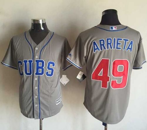 Cubs #49 Jake Arrieta Grey New Cool Base Stitched MLB Jersey