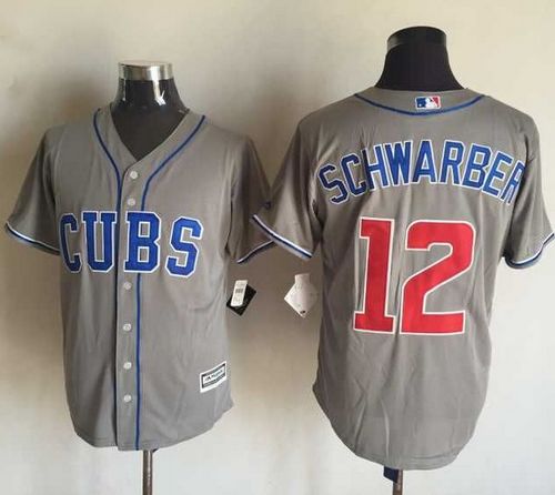 Cubs #12 Kyle Schwarber Grey New Cool Base Stitched MLB Jersey