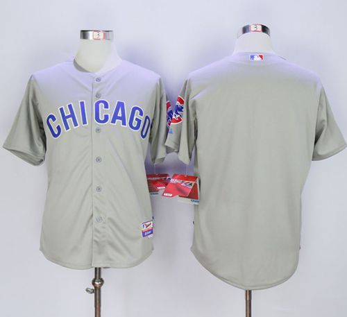 Cubs Blank Grey Road Cool Base Stitched MLB Jersey