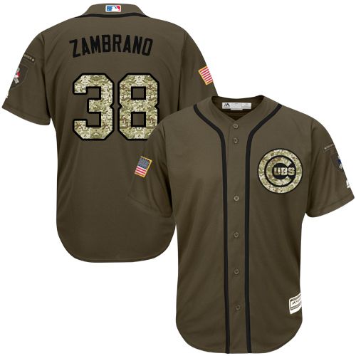 Cubs #38 Carlos Zambrano Green Salute to Service Stitched MLB Jersey