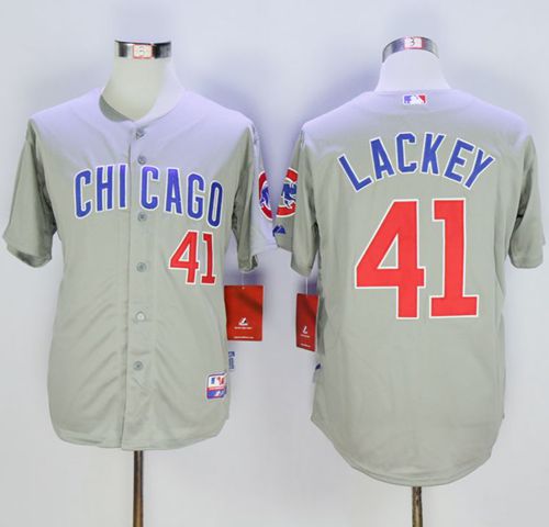 Cubs #41 John Lackey Grey Road Cool Base Stitched MLB Jersey