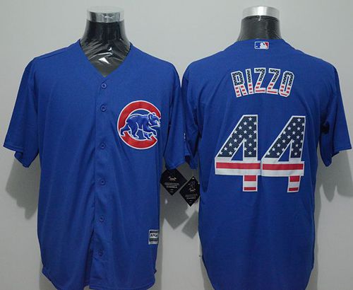 Cubs #44 Anthony Rizzo Blue USA Flag Fashion Stitched MLB Jersey