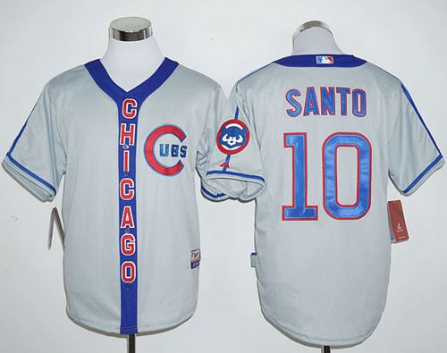 Cubs #10 Ron Santo Grey Cooperstown Stitched MLB Jersey