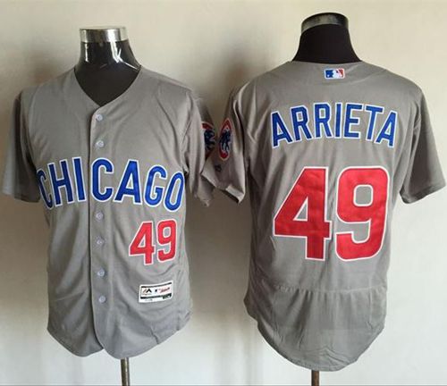 Cubs #49 Jake Arrieta Grey Flexbase Authentic Collection Road Stitched MLB Jersey