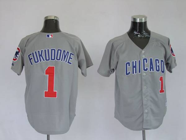 Cubs #1 Kosuke Fukudome Stitched Grey MLB Jersey