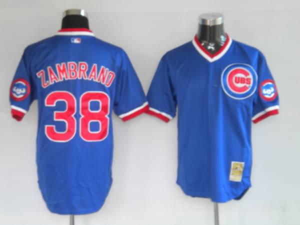 Mitchell and Ness Cubs #38 Carlos Zambrano Stitched Blue Throwback MLB Jersey