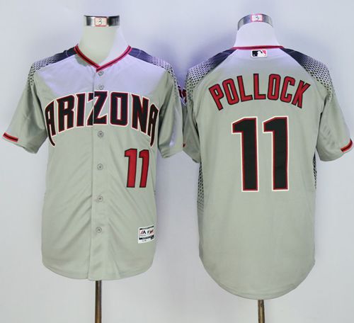 Diamondbacks #11 A. J. Pollock Gray/Brick New Cool Base Stitched MLB Jersey
