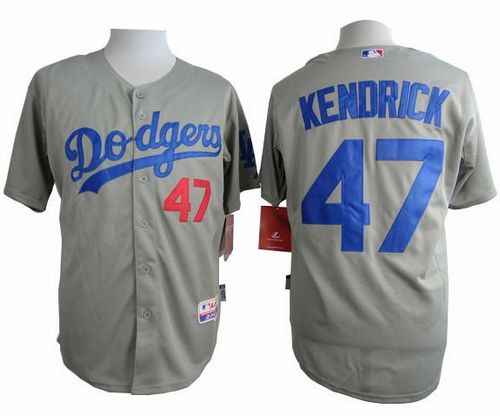 Dodgers #47 Howie Kendrick Grey Cool Base Stitched MLB Jersey