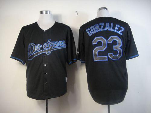 Dodgers #23 Adrian Gonzalez Black Fashion Stitched MLB Jersey