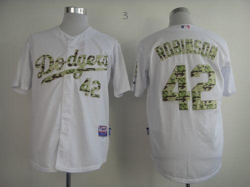 Dodgers #42 Jackie Robinson White USMC Cool Base Stitched MLB Jersey