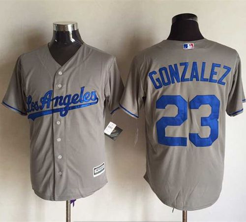 Dodgers #23 Adrian Gonzalez Grey New Cool Base Stitched MLB Jersey