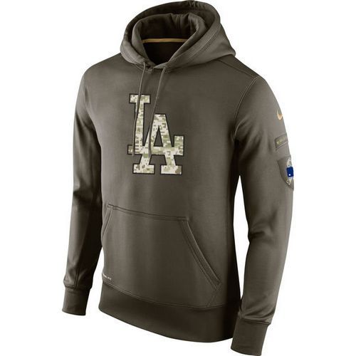 Men's Los Angeles Dodgers  Olive Salute To Service KO Performance Hoodie