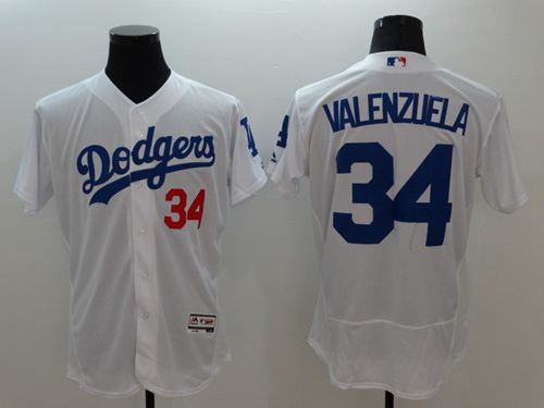 Dodgers #34 Fernando Valenzuela White Flexbase Authentic Collection Stitched MLB Jersey