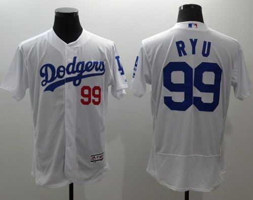 Dodgers #99 Hyun Jin Ryu White Flexbase Authentic Collection Stitched MLB Jersey