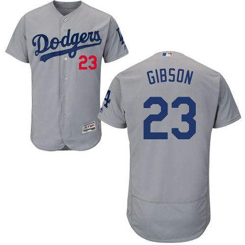 Dodgers #23 Kirk Gibson Grey Flexbase Authentic Collection Stitched MLB Jersey