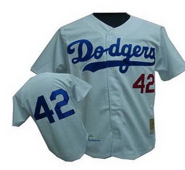 Mitchell and Ness Dodgers #42 Jackie Robinson Stitched White Throwback MLB Jersey