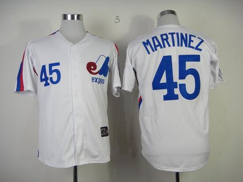 Mitchell And Ness Expos #45 Pedro Martinez White Throwback Stitched MLB Jersey