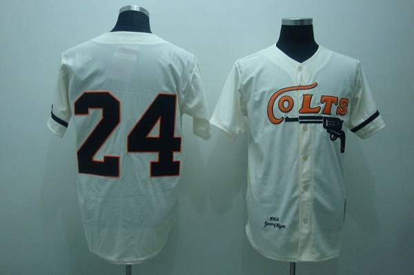 Mitchell and Ness Colts #24 Jimmy Wynn Stitched Cream Throwback MLB Jersey