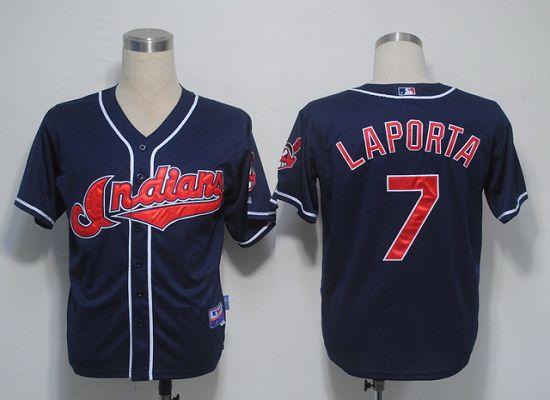 Indians #7 Matt Laporta Navy Blue Cool Base Stitched MLB Jersey