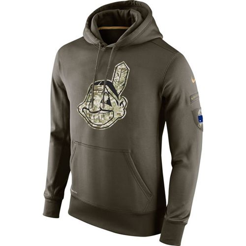 Men's Cleveland Indians  Olive Salute To Service KO Performance Hoodie