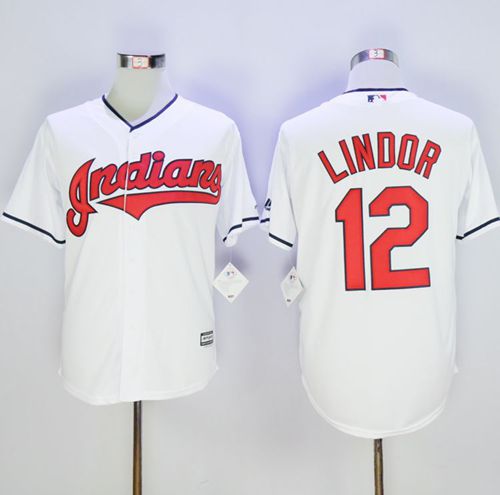 Indians #12 Francisco Lindor White New Cool Base Stitched MLB Jersey