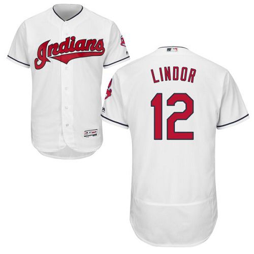 Indians #12 Francisco Lindor White Flexbase Authentic Collection Stitched MLB Jersey