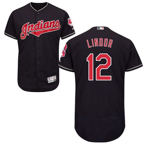 Indians #12 Francisco Lindor Navy Blue Flexbase Authentic Collection Stitched MLB Jersey